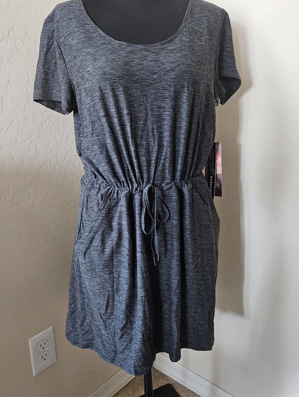 NWT KYODAN Outdoor Ultra Soft Collection Drawstring Drop Waist Dress Gray Sz M